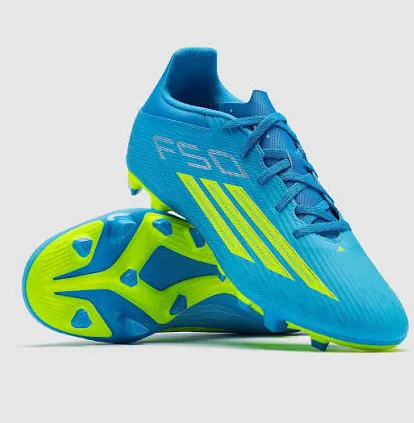 Adidas F50 Club FG/MG Junior Soccer Cleat Lucid Ray/Solar Yellow/Lucid Aquamarine (9k)