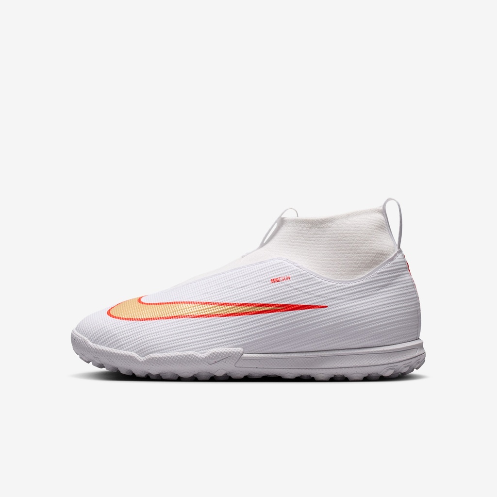 Nike Junior Zoom Mercurial Superfly 11 Academy TF Turf Soccer Cleat White/Blur/Bright Crimson (1)