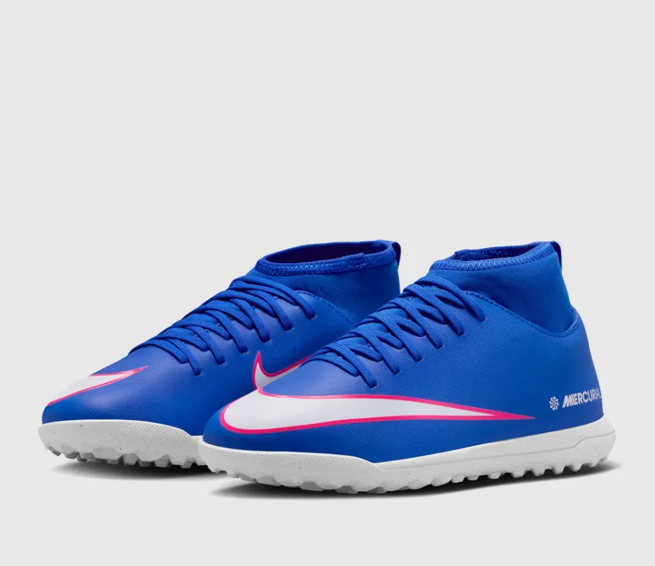 Nike Junior Zoom Mercurial Superfly 10 Club TF Turf Soccer Cleat Racer Blue/White