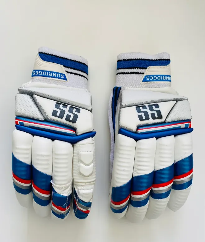 SS Super Test Blue Red White Cricket Batting Gloves