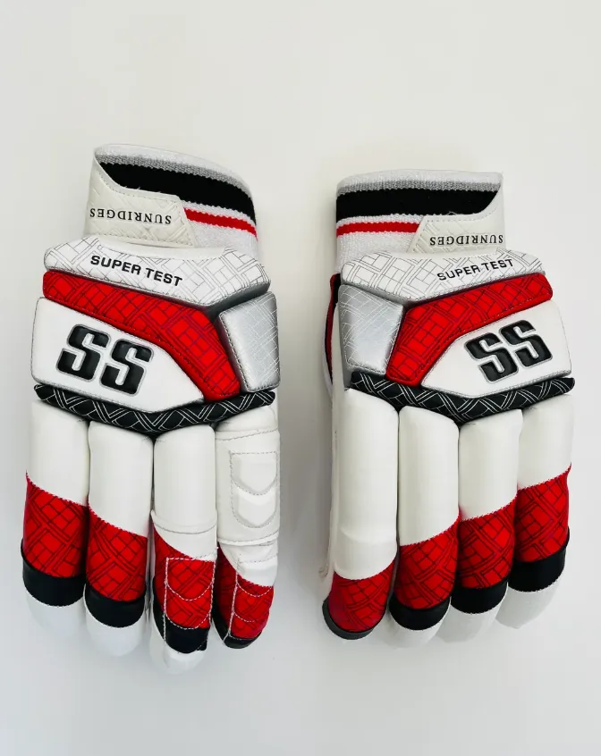 SS Super Test Red White Cricket Batting Gloves (Left Hand)