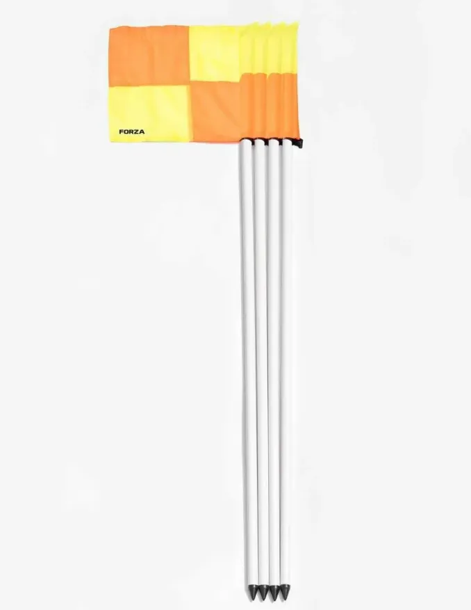 FORZA Corner Flags & Poles Pack of 4 Fluro Orange & Yellow