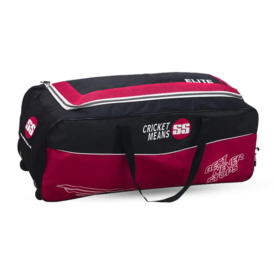 SS Ton Elite Wheel / Elite Pro Cricket Bag Black/Red With Wheels