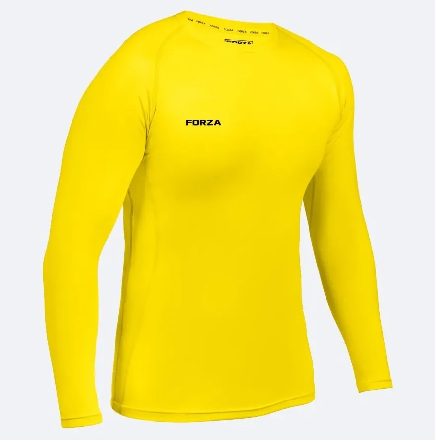 FORZA Mens Yellow Base Layer Long Sleeve Top (Small)